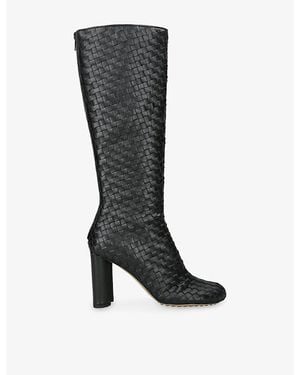 Bottega Veneta Cherry 90 Leather Heeled Knee-High Boots - Black