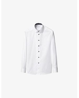 Eton Floral-Trim Signature Cotton-Twill Shirt - White