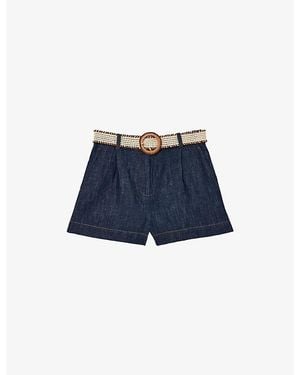 Reiss Beau Belted Linen Shorts - Blue