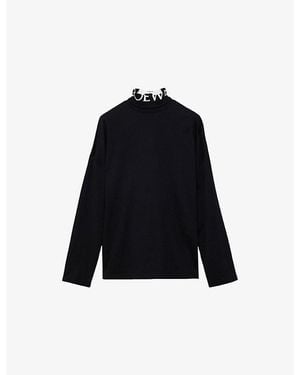 Loewe Branded High-Neck Cotton Top - Black
