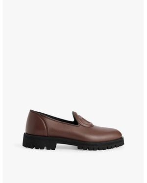 Telfar Logo Leather Loafers - Brown