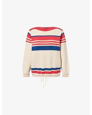 Mother The Ls Skipper Striped Knitted-Cotton Sweater - Red