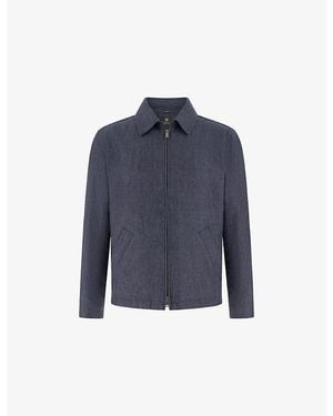 BOGGI Side-Pocket Linen-Blend Bomber Jacket - Blue
