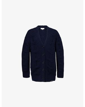 Stella McCartney Relaxed-Fit Chain Wool Cardigan - Blue