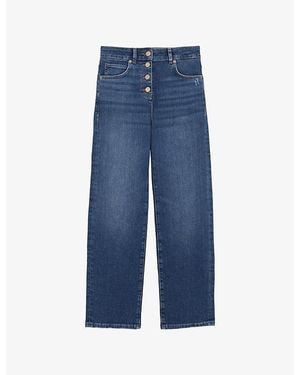 Reiss Lana Straight-Leg Cropped Stretch-Denim Jeans - Blue