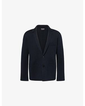 Tom Ford Notch-Lapel Knitted Wool-Blend Jacket - Blue