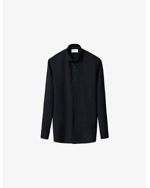 Eton Solid Slim-Fit Merino-Wool Shirt - Blue