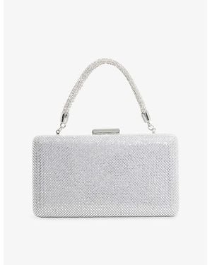Dune Beaut Metallic Woven Clutch Bag - White