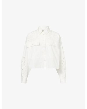 Weekend by Maxmara Broderie Relaxed Cotton Shirt - White
