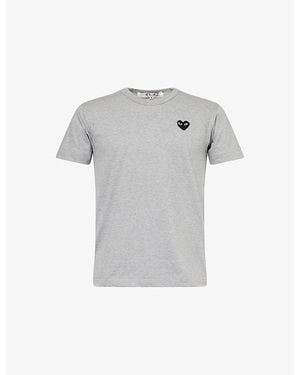 COMME DES GARÇONS PLAY Crewneck Embroidered-Logo Cotton T-Shirt - Grey