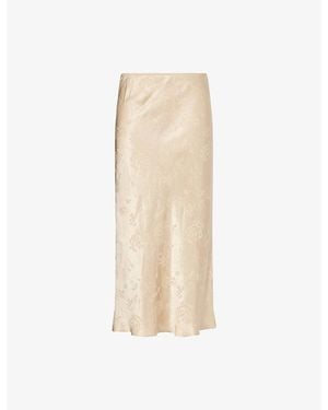 Anna October Champaca Jacquard Satin Midi Skirt - Natural