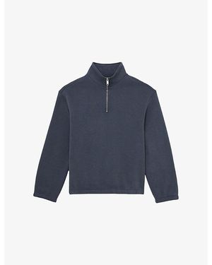 Reiss Quinn Half-Zip Cotton-Blend Sweatshirt - Blue