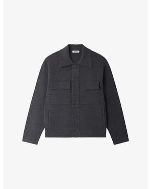 Sandro Milano Chest-Pocket Knitted Jacket - Blue