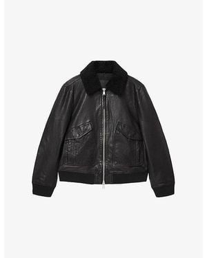 AllSaints Vaucluse Shearling-Collar Leather Jacket - Black