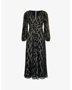 Ro&zo V-Neck Metallic-Pattern Woven Maxi Dress - Black
