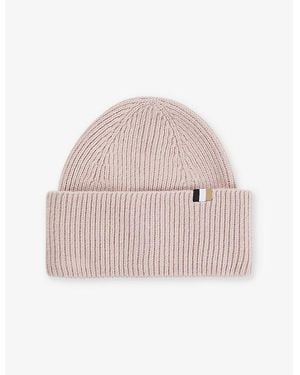 BOSS Ribbed Knitted Beanie Hat - Pink