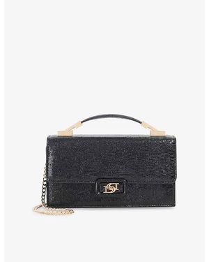 Dune Skilled Mock-Croc Faux-Leather Top-Handle Bag - Blue