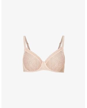 Simone Perele Comete Underwire Stretch-Lace And Mesh Bra - Pink