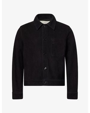 Ami Paris Embossed Adc Suede Jacket - Black