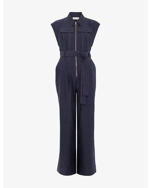 Phase Eight Luiza Zip-Up Wide-Leg-Denim Jumpsuit - Blue