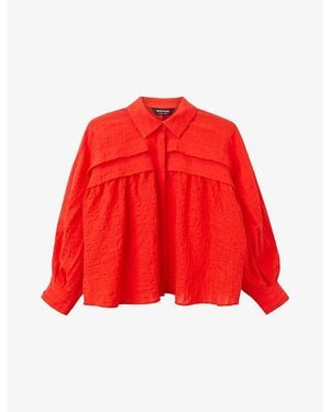 Whistles Textured Frill-Trim Woven Blouse