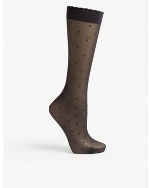 FALKE Polka Dot Knee-High Knitted Socks - Black