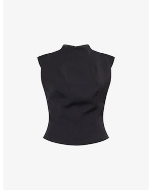 Odd Muse High-Neck Sleeveless Woven Top - Blue