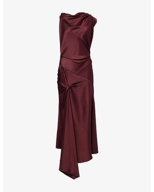 Victoria Beckham Draped Slim-Fit Woven Midi Dress - Purple