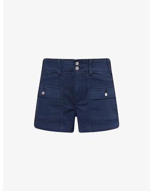 PAIGE Olivia High-Rise Cargo Denim Shorts - Blue