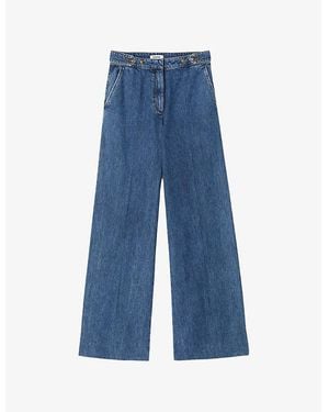 Sandro Wide-Leg High-Rise Denim Jeans - Blue