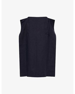 KHAITE Gorgi Tailored Linen Midi Skirt - Blue
