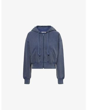Acne Studios Regular-Fit Embossed-Branding Cotton-Jersey Hoody - Blue