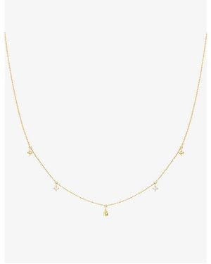 Astrid & Miyu Charm 14Ct-- Lab-Grown Diamond And Sapphire Necklace - Metallic