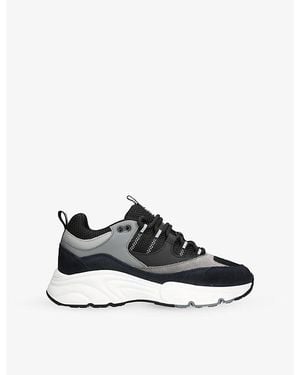 Cleens Aero Runner Leather, Suede And Mesh Sneakers - Black
