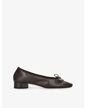 Aeyde Onda Bow-Detail Leather Court Shoes - Black