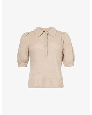 ME+EM Puffed-Short-Sleeves Brushed Wool, Cashmere And Silk-Blend Shirt - Natural