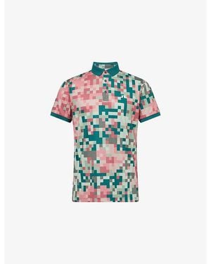 J.Lindeberg Bridger Tour-Print Woven Polo Shirt - Blue