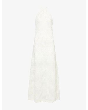Amy Lynn Crochet Floral Woven Maxi Dress - White