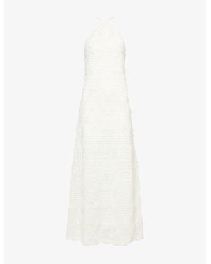 Amy Lynn Crochet Floral Woven Maxi Dress - White