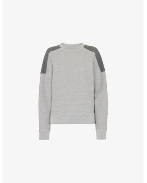 Whistles Contrast-Detail Relaxed-Fit Cotton Sweatshirt - Grey