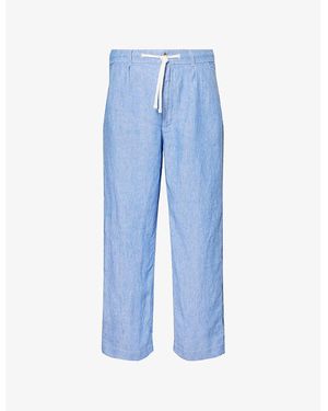 Polo Ralph Lauren Polo Prepster Chambray Relaxed-Fit Linen Trousers - Blue