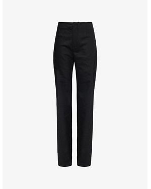 Frankie Shop Morrison Buttoned-Pocket Straight-Leg High-Rise Stretch-Wool Trousers - Black