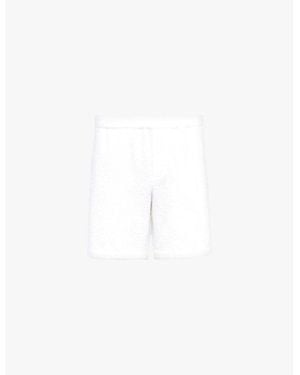 Prada Brand-Appliqué Terry-Textured Cotton Shorts - White