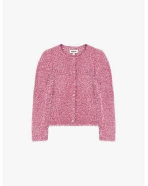 Ro&zo Sparkle Round-Neck Knitted Cardigan - Pink