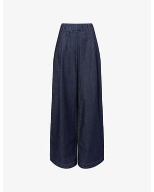 Dries Van Noten Pleated Wide-Leg Denim Trousers - Blue