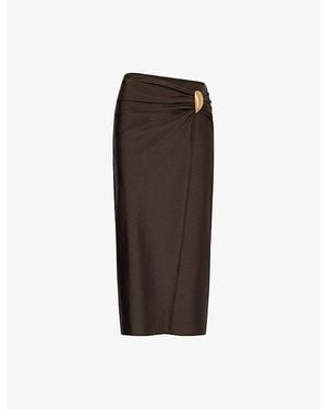 Jonathan Simkhai Eiana Shell Stretch-Satin Midi Skirt - Brown