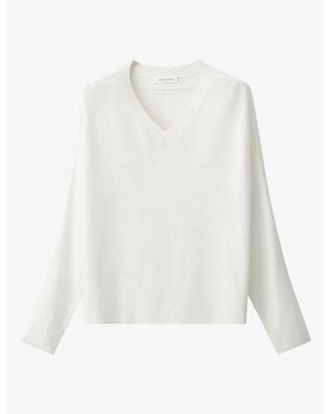 The White Company V-Neck Wool-Blend Jumper - White