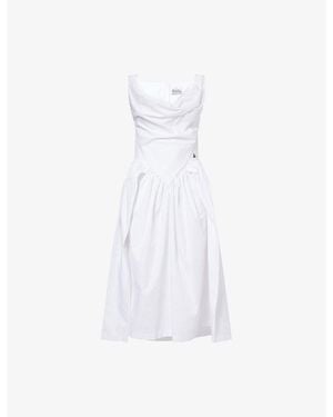 Vivienne Westwood Sunday Draped Cotton Midi Dress - White