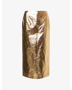 Gabriela Hearst Manuela Metallic Linen Midi Skirt