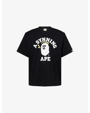 A Bathing Ape Bape X Spotify X Syna University Relaxed-Fit Cotton-Jersey T-Shirt - Black